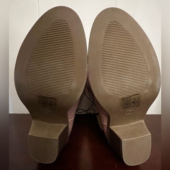 Cowgirl Boots pink faux leather Mid-Calf Stiching Western Low Stacked Heel - Picture 7 of 12